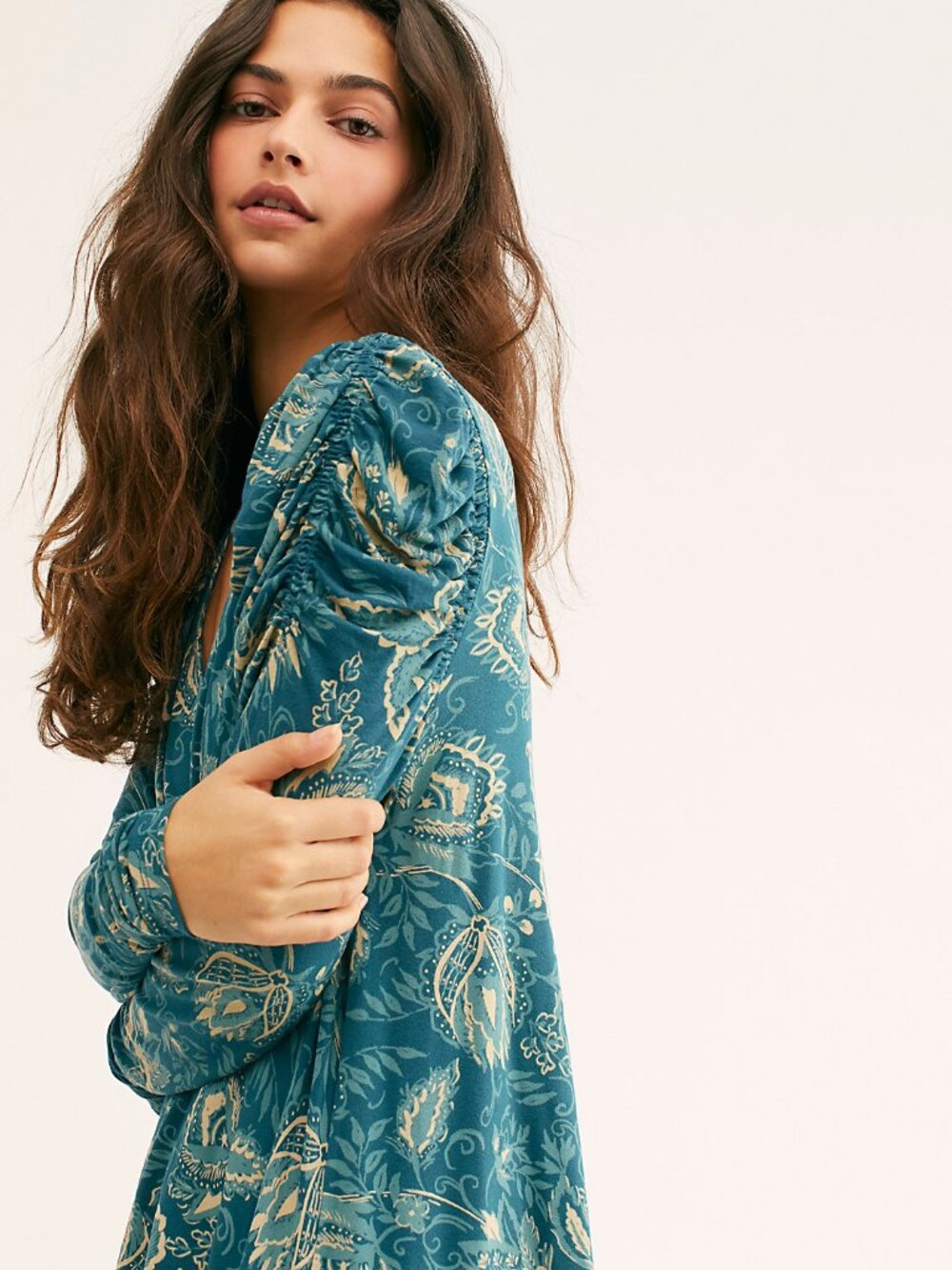 Free People Hello Lover Tunic in Dusty Indigo Combo - sz L - Picture 4 of 12